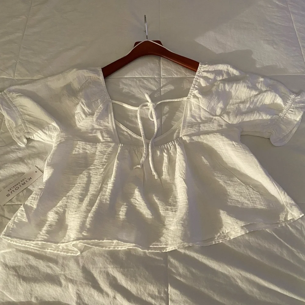 White Ruffled Women's Top - Picture 8 of 13